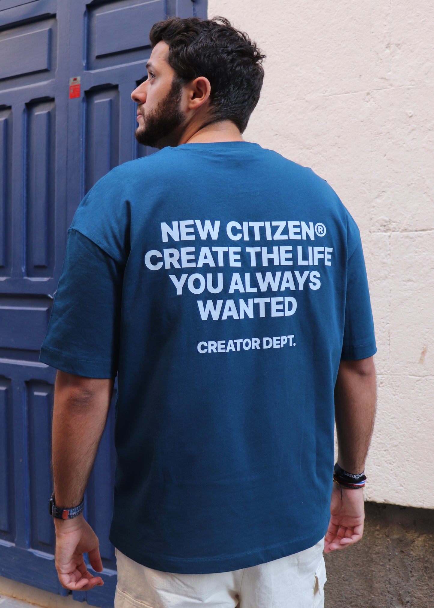 Create The Life You Always Wanted – Camiseta Oversize Azul Marino - New Citizen
