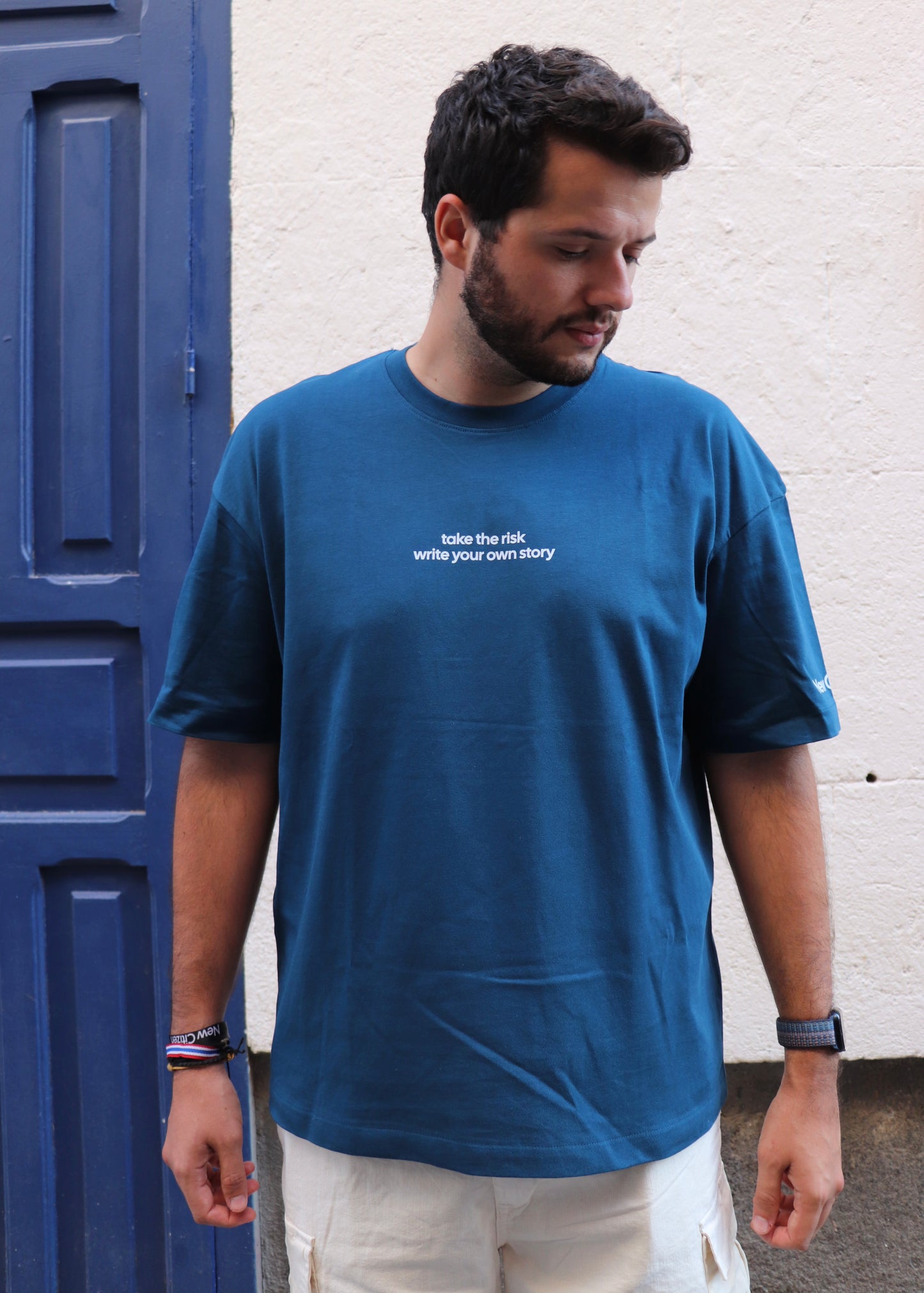 Fear Of Dying With Regrets - Camiseta Oversize Azul Marino - New Citizen